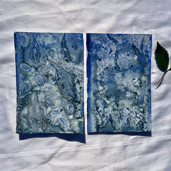 Hand Crafted Other - “Blue In Nature” Set Of Two Original Watercolor Painting By Jessica Joy